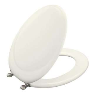 Revival Elongated Closed front Toilet Seat with Vibrant Brushed Nickel 