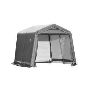    in a Box 10 ft. x 10 ft. x 8 ft. Peak Style Storage Shed   Grey