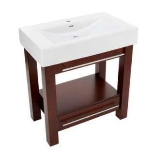  Vanity in Mahogany with Porcelain Vanity Top in White with White Bowl