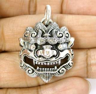 CHINESE GUARDIAN EMPIRE LION STERLING SILVER PENDANT  