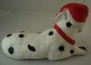 Christmas Dalmation Dog Figure Statue Santa Hat Cute  