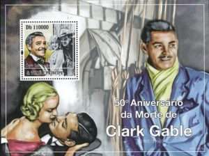 St. Thomas & Prince 2010 Stamp Clark Gable Film Actor 2  