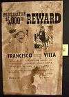 pancho villa $ 5000 reward mexican revolution poster h one
