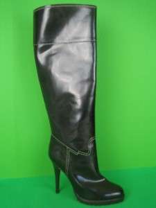   ZANOTTI ITALY Black Leather NEW Tall Platform Boots 8 (38)  