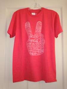 Coke Coca Cola Red Peace International Logo T Shirt Tee  