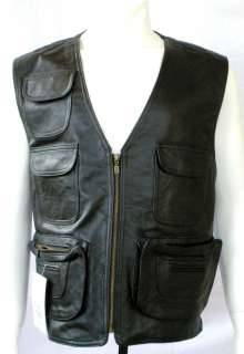 NWT Mens Sleeve Less Leather Hunting Vest Style M45  