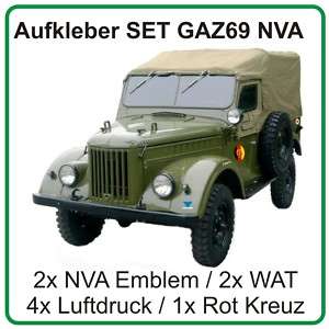 Aufkleber Set für GAZ GAZ69 GAS69 mit Emblem NVA DDR  