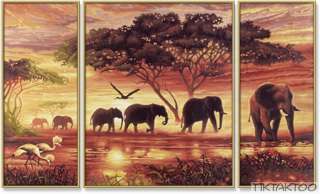ELEFANTEN KARAWANE Malen nach Zahlen Elefant Triptychon 4000887924556 