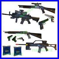 9x Airsoft Guns M16 M4 Shotgun M9 Pistol Rifle +2k BBs  
