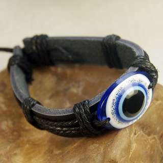Wonderful Evil Eye leather hemp bracelet Wristband Free Shipping 