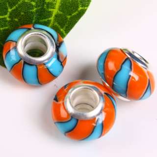 Fimo Polymer Clay Flower Swirl Charm Beads Fit Bracelet  