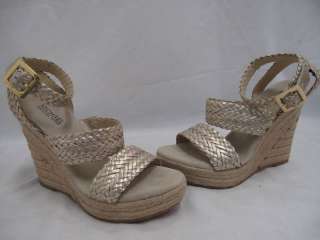 MICHAEL Michael Kors Silver Braided Strappy Leather Espadrille Wedges 