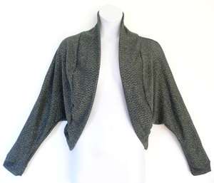 Plus Size 4XL 5XL Knit Gold Lurex Yarn Sweater Cardigan Bolero Shrug 