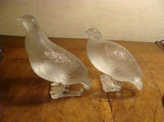Lalique Partridge Birds, Pair, Large, discontinued  