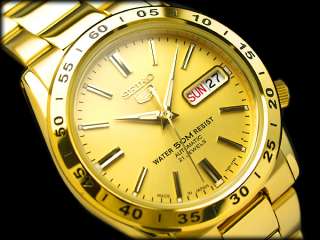 AUTOMATIC SEIKO 5 LATEST MENS DAY DATE GOLD PLATED SNKE06J1 NEW 