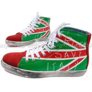 Mens Rock Save Italy Vintage Mid top Leather Sneakers  