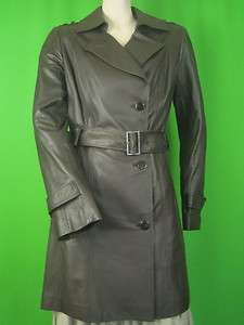   HAAN Brown Lambskin Leather NEW Single Breasted Belted Trench Coat 8