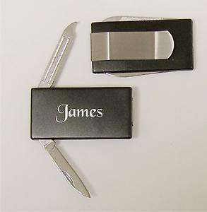   Black Money Clip With Knife & File Groomsman   Laser Engraved Free