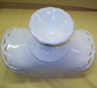 BANANA Dish STAND Fluted Pedestal MILK Glass BOAT Bowl  