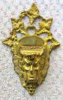 ANTIQUE~Ornate Solid Brass Devils Head Match Holder  