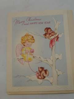   50s CHRISTMAS GREETING CARDS UNUSED PRETTY ANGEL GIRLS FREE SHIP 12 q