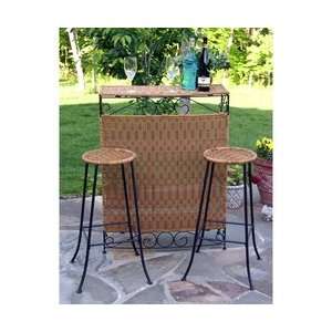  3pcs PVC Wicker Indoor Outdoor Foldable Bar Table and 2 