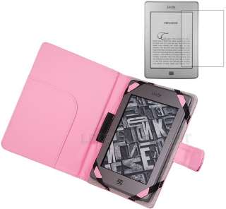 Pink Leather Case Cover Folio for  Kindle Touch 3G WiFi+Screen 