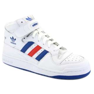 Adidas Forum Mid Single Velcro Leather Mens Trainers White Navy Red 