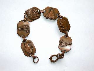 Copper Chief, Tepee, Buffalo & Tomahawk Link Bracelet  