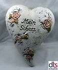 Herz mit Spruch Keramik 19x14 cm Mein Schatz Rosen Va