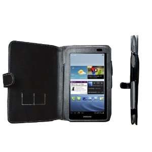 Black Bycast Leather Flip Open Book Style Carry Case / Cover & In Car 