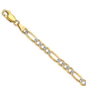  14k Solid Pave Gold 4mm Figaro Chain Necklace 20 Jewelry
