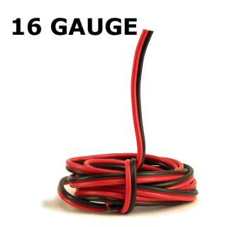 10 FT 16 AWG GAUGE ZIP WIRE RED BLACK STRANDED COPPER POWER GROUND 