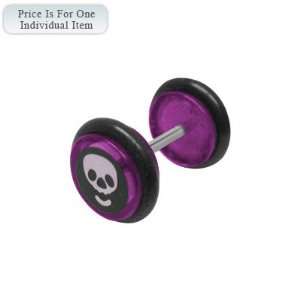  Purple Acrylic 16 Gauge Skull Logo Ear Plug Jewelry