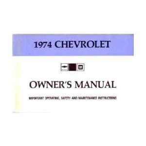 1974 CHEVROLET IMPALA FULL SIZE Owners Manual Guide 