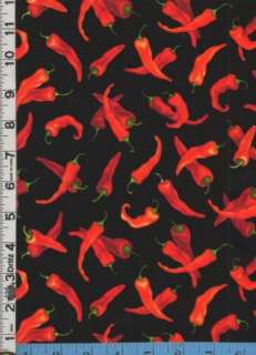 Fabric Timeless RED CHILIS PEPPERS MEXICAN SOUTHWESTERN  