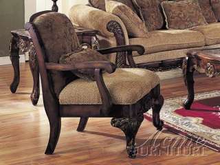 Dark Walnut/Chenille Accent Arm Chair  
