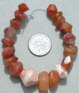 tiny hand faceted biconical ancient carnelian agate stone beads mali 