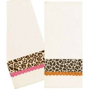   Leopard / Giraffe 2 Piece Waffle Weave Towel Set