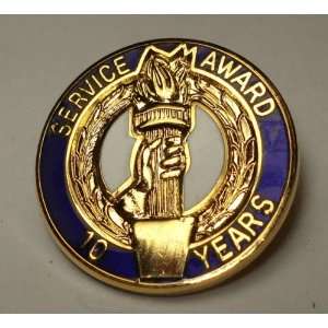  Service Award 10 Years Brass Lapel Pin 