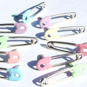 12) SAFETY PIN BRADS Pastel Baby Infant Diaper Shower $3 S/H ANY SIZE 