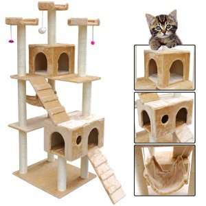 New 72 Cat Tree House Scratcher Post Pet Furniture w/ Hammock Condo 