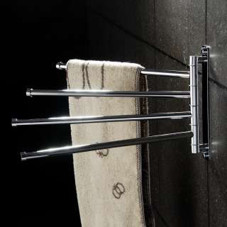 New Swing 4 Arms Chrome Towel Rack Bar Holder Case Kitchen Bathroom 