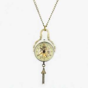  New Retro Crystal Ball Necklace Pendant Watch Bronze Color 