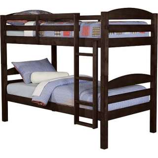   Espresso Twin Bunk Bed Solid Wood Separates into Two Twin Beds  