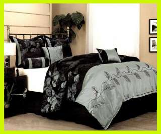 Pcs Leaf Vine Satin Bed In A Bag Bedding Comforter Set Queen Size 