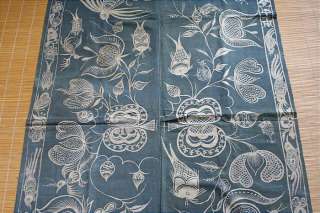 Vintage Chinese Miao Indigo Dyed Batik Bedsheet  