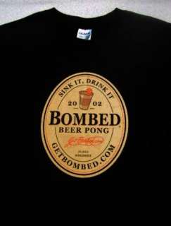 BOMBED   BEER PONG guinness label parody LARGE T SHIRT  