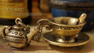 Antique Bronze Coffee Cup Tea Pot Retro style Valentines Necklace 