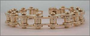 14k Yellow Gold Mens Heavy Bicycle Chain Bracelet  